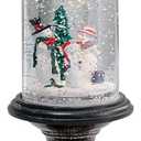 Eldnacele Christmas Snow Globe Candle Battery Operated Lighted Flameless Candles Light Swirling Water Glittering Spinning Candles for Home Decoration(Snowmen Family)