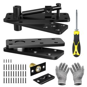 Hidden Door Hinge, 620LBS Load-Bearing Heavy Duty Stainless Steel Pivot Hinge, Door Hinge Kit 360°Rotation, Black Hidden Door Hinges Invisible for Secret Door and Hidden Door Bookcase
