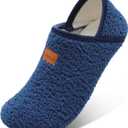 XIHALOOK House Slippers for Women Men Cozy Sock Shoes with Soft Rubber Sole Slip On for Indoor/Outdoor (9.5-10 Women/8-8.5 Men, 1 Blue)