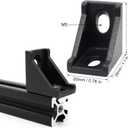 20 Sets 2020 Aluminum Extrusion Corner Brackets - 20 Series 90 Degree Right Angle Connectors with M5 Bolts & Nuts, Compatible with 20/20 80/20 2040 T V Slot Black Aluminum Profiles