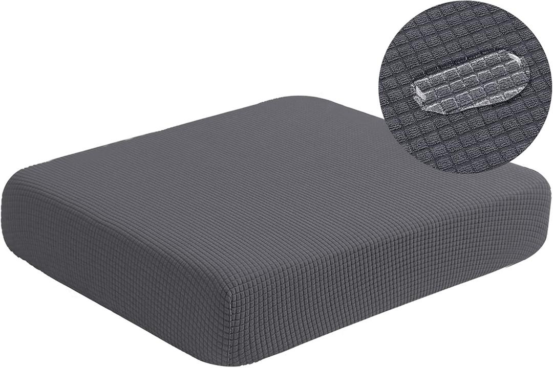 Water-Repellent Sofa Cushion Covers Jacquard High Stretch Fabric Furniture Protector for Living Room, Washable Sofa Seat Slipcover, 1 Seater Settee (Chair Cushion, Gray) (Small, Grey)