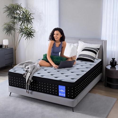 Queen Mattress, 14 Inch Medium Firm Hybrid Mattress in a Box, Gel Memory Foam & Individually Pocketed Coils, Pressure Relief & Motion Isolation, Fiberglass-Free, CertiPUR-US Certified