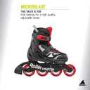 Rollerblade Microblade Kid's Adjustable Fitness Inline Skate, Junior, Youth Performance Inline Skates, Black/Red, 5-8 