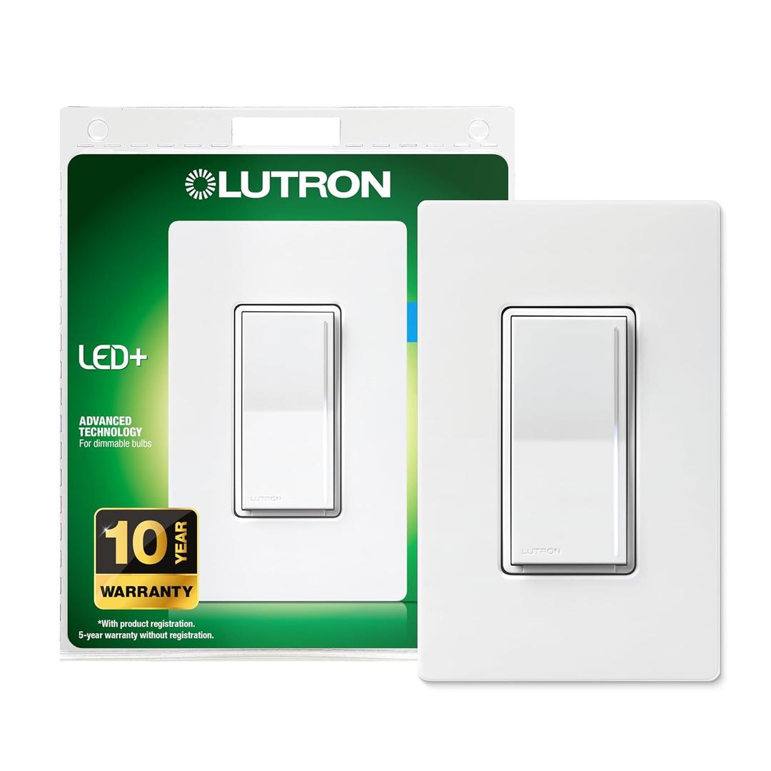 Lutron Sunnata Touch Dimmer Light Switch with Wallplate, LED+ Advanced Technology for LED and Incandescent, 3 Way/Multi Location, STCL-153MW-WH, White