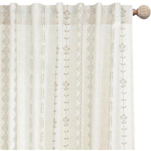 72 Inch Curtains Long,Sheer Semi Light Filtering Linen Boho Curtains for Bedroom Living Room 72 Inch Length 2 Panels Set