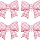 Pink Plaid Bow Foil Balloons Large Checkered/Gingham Bow Knot Balloon Coquette Bow Themed Party Decor For One Silly Goose Birthday Baby Shower Girls Just Wanna Be One Birthday Party Decorations