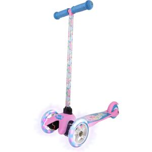 Self Balancing Kick Scooter with Light Up Wheels, Extra Wide Deck, 3 Wheel Platform, Foot Activated Brake, 75 lbs Limit, Kids & Toddlers Girls or Boys, for Ages 3 and Up