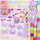 818Pcs+Hair Accessories for Baby Girls Ties Seamless Cotton Elastics Bands Colorful Mini Rubber Tie Bow Purple Clips Flower Claws Assorted Ponytail Holders Soft for Thin Hair Braids Girls Age 1-8