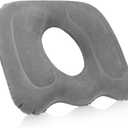 Leinuosen 1 Pcs Inflatable Seat Cushion 18.1'' x 15.7'' x 4.7'' Portable Lift Donut Pillow Height Adjustable Hemorrhoid Pillow for Tailbone Back Pain Bed Sore Home Car Chair Wheelchair Sitting (Grey)