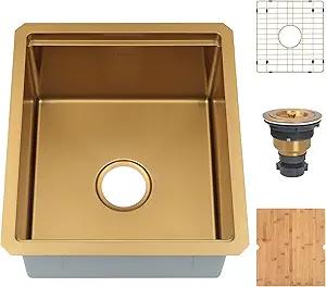 Gold Bar Sink Undermount,Small Bar Sink 18 X 18 inch,Stainless Steel Bar Prep Sink