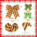 2 x Red Green Christmas Bows Decoration 12Pcs Christmas Wreath Bows Ornaments Large Xmas Tree Bow Ribbon Ornaments Glitter Dot Stripe Bows Ribbons Decoration for Xmas Garland Wedding Home Holiday