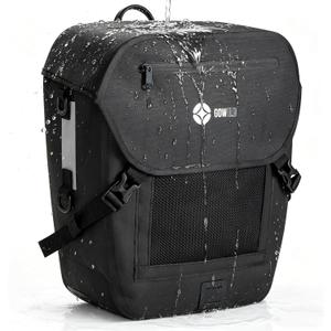 go wild Waterproof Bike Pannier Bag for Rear Rack 20L Bicycle Commuter Bag with Laptop Sleeve, Reflective Strips & Rain Cover Durable Cycling Saddle Bag