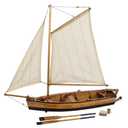SAILINGSTORY Wooden Fishing Boat Model Rowboat Sailboat Model Nautical Beach Decor 18"