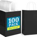 BagDream Black Gift Bags with Handles Bulk 10x5x13 Large Black Kraft Paper Bags Recyclable for Shopping, Merchandise, Retail, Grocery Gift Sacks