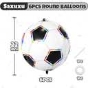 2 x Soccer Ball Balloons, 22 Inch Soccer Balloons Laser Round Sphere Balloon, Foil Football Birthday Balloon for Boys Men Sports Soccer Themed Party Decorations