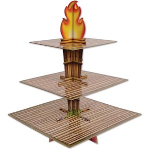 Beistle Tiki Torch Cupcake Stand Cake Holder Display, 15.25" x 11.25", Brown/Tan/Orange/Yellow
