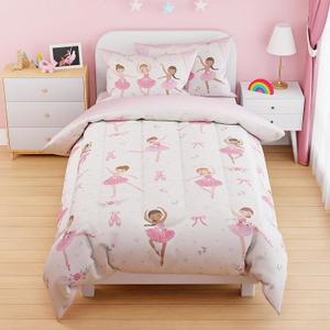 SANDJEST Ballet Duvet Cover Sets Full Size for Kids Girls, Incude 1 Polyester Comforter Cover 80x90 Inches and 2 Pillowcases 20x26 Inches, Comforter Not Included, Gift for Christmas Birthday