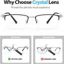 VIEWBETTER Titanium Frame Reading Glasses with Smoky Quartz Lenses - Natural Crystal Stone/Clear Real Glass R2222