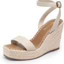 DREAM PAIRS Women's Open Toe Platform Sandals Adjustable Buckle Ankle Strap Comfortable Summer Espadrille Wooden Heeled Wedge Fashion Dressy Shoes,Size 7,Natural,SDWS26008W