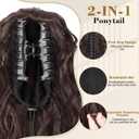 Brown Ponytail Extension 18" Curly Wavy Pony Tail Claw Multi Layered Clip on Ponytail Extension Fluffy Natural Looking Synthetic Hair Piece for Women(Dark Brown)