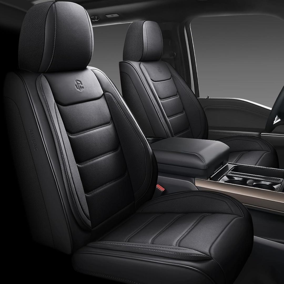 Full Coverage Faux Leather Car Seat Covers Full Set,Automotive Seat Covers for Cars,SUVs Pick-up Truck, Car Seat Cushion, Black Seat Covers,Front Seat Cover,Car Seat Protector
