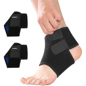 YEEKORO Kids/ Youth Ankle Brace, Adjustable Breathable Ankle Support Plantar Fasciitis Compression Sleeve Foot Brace Heel Protector Wrap for Protection Tendonitis & Sprain Ankle Pain Relief（Black, M)
