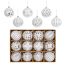 Lanpn 6 Pcs 6" Large Christmas Balls Ornaments, Outdoor Xmas Tree Hanging Decorations, Shatterproof Christmas Ball Ornament Set for Home Winter Holiday, Assorted Relief Pattern, White & Silver