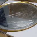 24 Inch Wall-Mounted Round Bathroom Mirror with LED-Lights - Frame Vanity Mirrors (24" x 24", Gold)