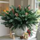 Ivydale 17Pcs Faux Pine Branches Norfolk Stem for Christmas Decoration, Artificial Greenery Plants Pine Needles with Pinecones for Table DIY Home Winter Indoor Vase Real Touch Christmas Decorations