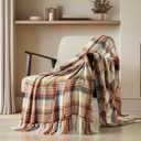 EverGrace Plaid Chenille Throw Blanket for Couch, Super Soft Cozy Decorative Fall Throw Blanket with Tassels for Bed Sofa Farmhouse Decor, Lightweight Harvest Plaid Throw Blanket for Autumn, 50"x60"