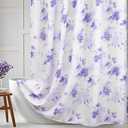 Purple Floral Shower Curtain, Lilac Watercolor Flower Leaves Shower Curtain 72x72, Modern Aesthetic Decorative Fabric Shower Curtain for Bathroom