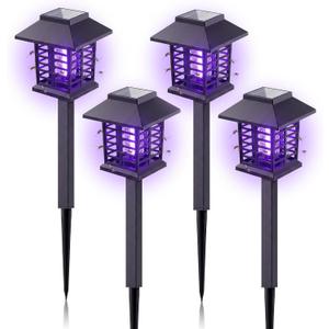 2026 Solar Bug Zapper Outdoor Waterproof Mosquito Repellent Outdoor Patio Mosquito Trap & Killer for Backyard, Garden, Farm, Solar Powered Fly Zapper for Small Flying Insect, Gnats, Flies, Moths(4)