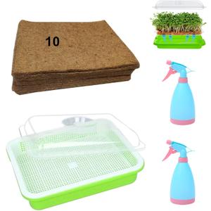 10 PCS 8.46" X 10.6" Microgreens Growing Medium Hemp Jute Mat,Hydroponic Growing Tray,Microgreens Starter Kit Indoor for Watercress Wheatgrass Others