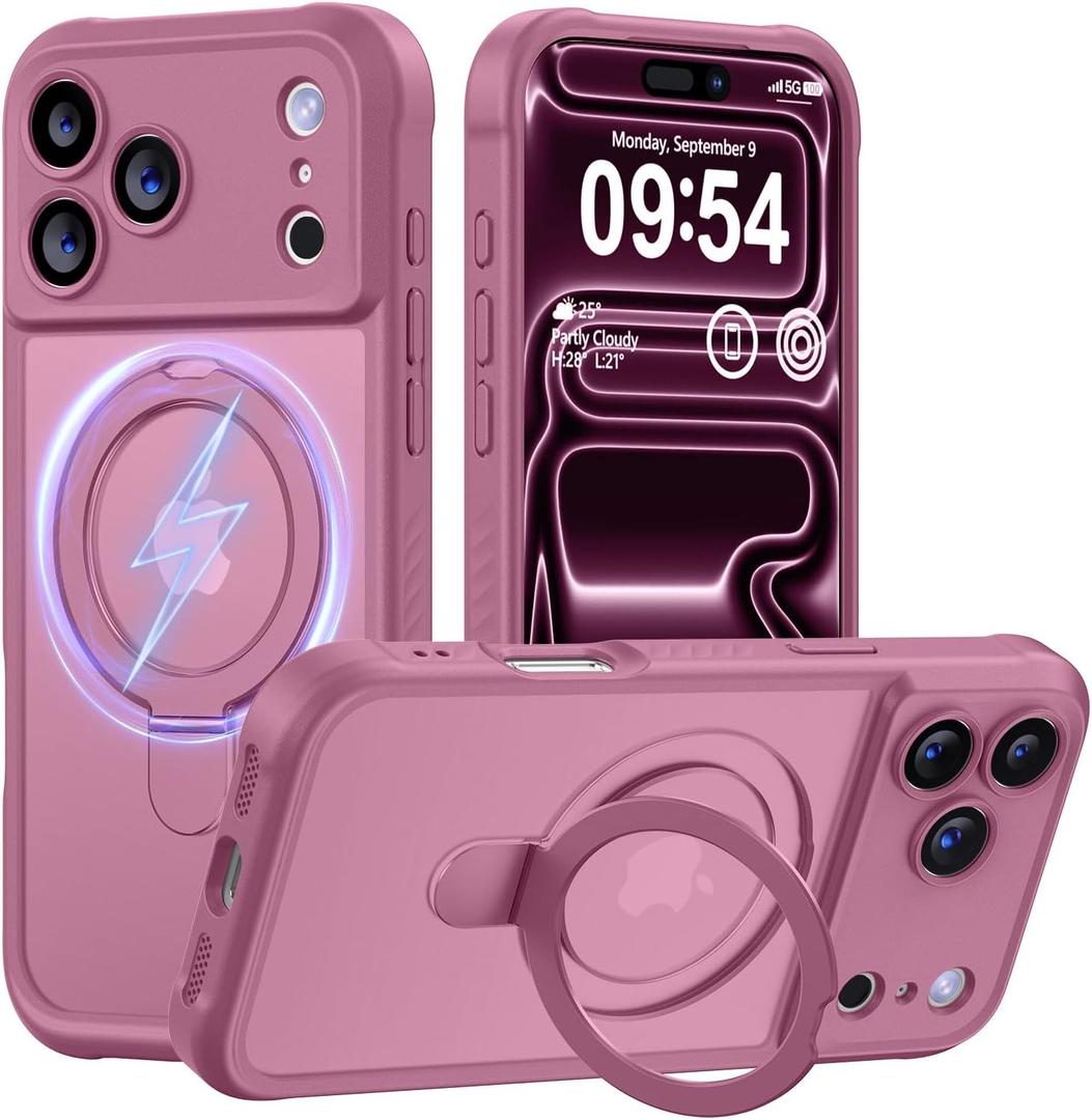 MOCCA Design for iPhone 17 Pro Case, Compatible with Magsafe [Premium Invisible Magnetic Ring Stand] [Military Drop Protection] Full Camera Guard Translucent Matte Slim Phone Cover,Lavender Purple