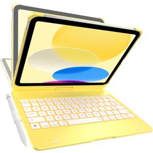typecase Keyboard Case for iPad 11th (A16, 2025) and iPad 10th Gen (10.9", 2022)  No Trackpad, 11-Color Backlight, 360 Rotatable, 7 Use Modes, Thin & Lightweight  Yellow