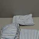 Amazon Basics Lightweight Super Soft Easy Care Microfiber 3 Piece Bed Sheet Set With 14-inch Deep Pockets - Twin, Dusty Blue Pinstripe,Printed