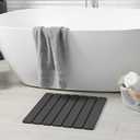 Meowoo Foldable Stone Bath Mat, 16"x12" Diatomaceous Earth Bath Mat, Non-Slip Quick Dry Bathroom Floor Mats, Super Absorbent, Easy to Clean, Stone Bathroom Floor Mats for Bathtub Front - Dark Gray