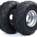 Wear-Resistant, Hyssk 145/70-6 ATV Tire with Rim, 4PR, Go-kart/UTV/Quad 6'' Tubeless Wheel, Set of 2