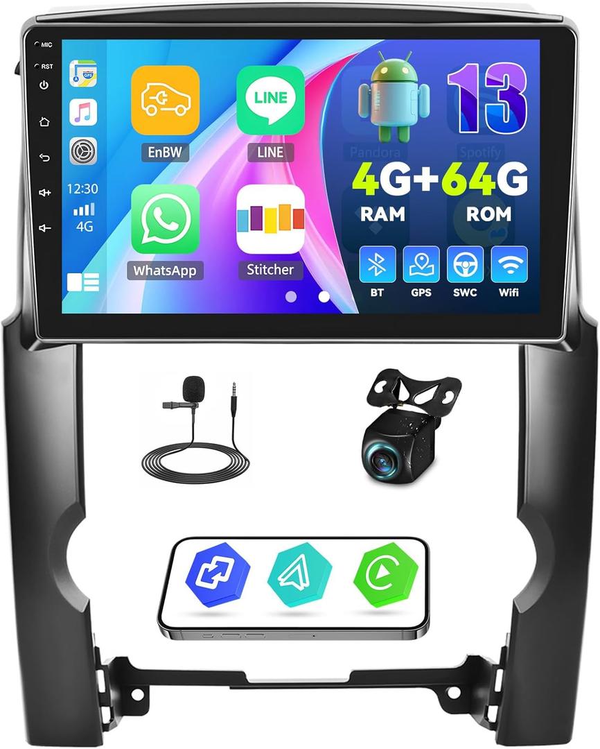 [4G+64G] Android 13 Car Stereo for Kia Sorento 2009-2013 with Wireless CarPlay Android Auto,10.1" Touchscreen Car Radio with Mirror Link Voice Control WiFi/GPS,Bluetooth,FM/RDS,SWC+Backup Camera