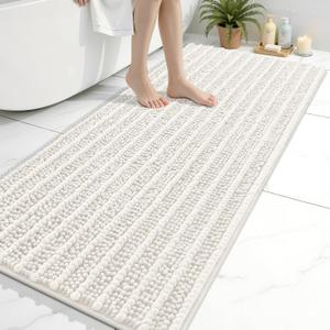 Arotive Luxury Bathroom Rugs 54x24, Extra Soft Thick Absorbent Shaggy Chenille Bath Rugs, Non-Slip Machine Wash Dry, Bath Mats for Bathroom Floor, Tub and Shower, Home Decor Accessories, Ivory