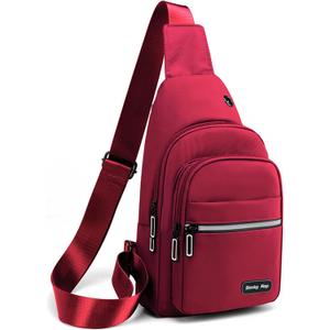 Seoky Rop Sling Bag Crossbody Backpack for Men Women Multipurpose Chest Shoulder Bag for Travel Hiking Daypack Red (Medium)
