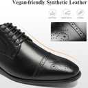 HEEZ Men's Dress Shoes, Classic Cap Toe Oxford for Men Non Slip, Comfortable Lace Up Derby Shoes for Formal Business Work Wedding Office Prom, Black Brogue, Size 10.5