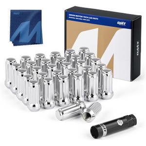 Orion Motor Tech M14x1.5 Wheel Lug Nuts 32 Pack, Chrome Lug Nuts 2 inches Tall Spline Drive Cone Seat with Socket Compatible with Ford F250 F350 Super Duty, Chevy Silverado 1500 2500HD and GMC Sierra