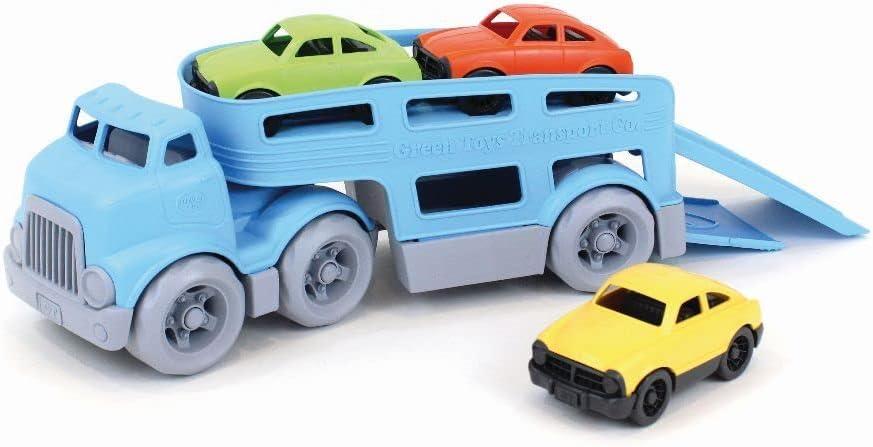 Green Toys Car Carrier, Blue - Pretend Play, Motor Skills, Kids Toy Vehicle. No BPA, phthalates, PVC. Dishwasher Safe, Recycled Plastic, Made in USA. (Standard)