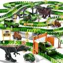 iHaHa 169 PCS Dinosaur Race Car Track Toys for Kids Toddler Boys Ages 1-3 3-5 4-7, Dinosaur Race Tracks Toys with Light, Sound & Spray, Birthday Dinosaur Toys Gifts for 2 3 4 5 Year Old Boys