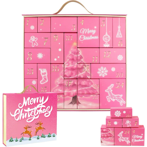 Christmas Advent Calendar 2025, Empty Advent Calendar to Till Yourself, 24 Days Christmas Countdown Advent Calendar, Reusable Countdown Boxes, Xmas Gifts for Boys Girls Teens Adults