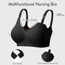 Double Couple Comfort Nursing Bras for Breastfeeding Sleeping Maternity Bra Seamless V Neck Wireless Bra with Extenders (Small, Black)