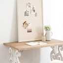 Kate and Laurel Makenna Rectangle Framed Linen Fabric Pinboard; 24 x 36; Soft White; Traditional Beaded Bulletin Board for Vintage Home Wall Organization or Aspirational Vision Board