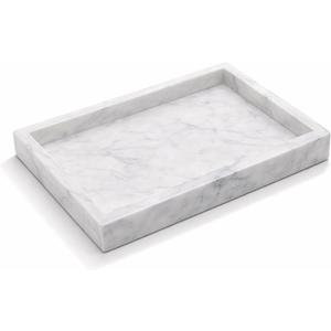 Natural White Marble Tray for Bathroom | Kitchen | Vanity | Desktop, Stone Organizer for Coffee Table, Dresser, Nightstand, Candles, Soap, Towel, Plant, Jewelry (10" x 6"), Rectangular