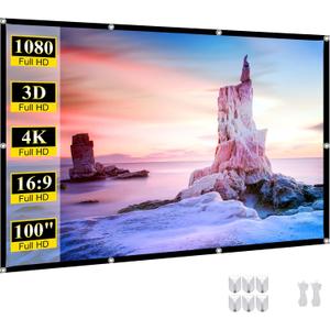 Outdoor Projector Screen 100 inch Movie: Portable Projection Screens 4K HD Foldable Indoor Hanging Wall Anti-Crease Home Theater